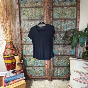 Prana Black Short Sleeve Women's V-Neck Tee